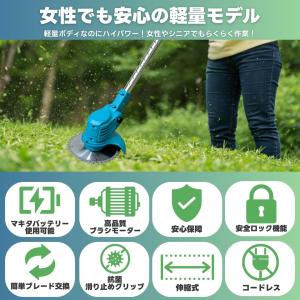 草刈り機 充電式 電動 芝刈り機 刃 替刃 伸...の詳細画像4