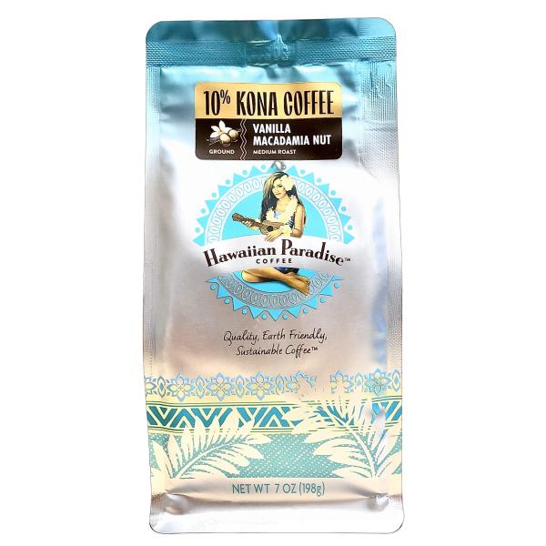 ハワイアンパラダイスコーヒー/バニラマカダミアナッツ/10%KONA 粉タイプ（198g）