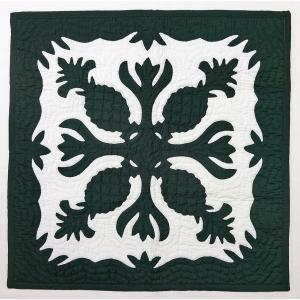 ハワイアンキルトタペストリー/壁掛け/グリーンレフア : Moana Pua