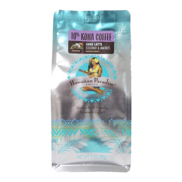 ハワイアンパラダイスコーヒー/ココナッツ＆マカダミアナッツ LUAU LATTE/10%KONA 粉...