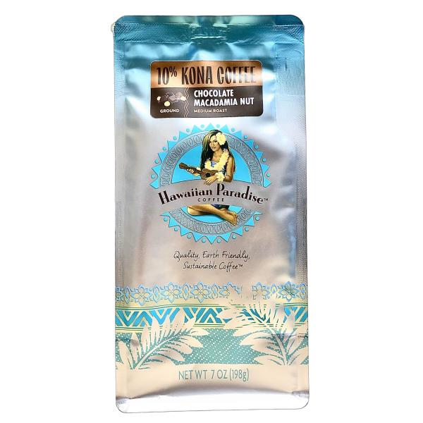 ハワイアンパラダイスコーヒー/チョコレートマカダミアナッツ/10%KONA 粉タイプ（198g）