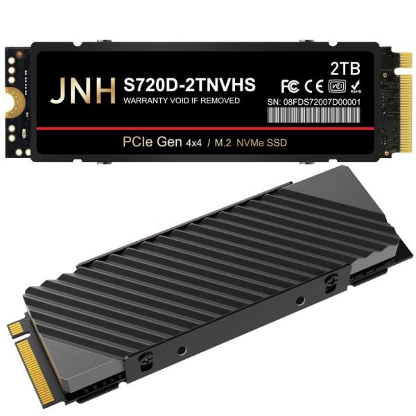 JNH SSD 2TB PCIe Gen4x4 M.2 NVMe 2280 DRAMヒートシンク搭載...