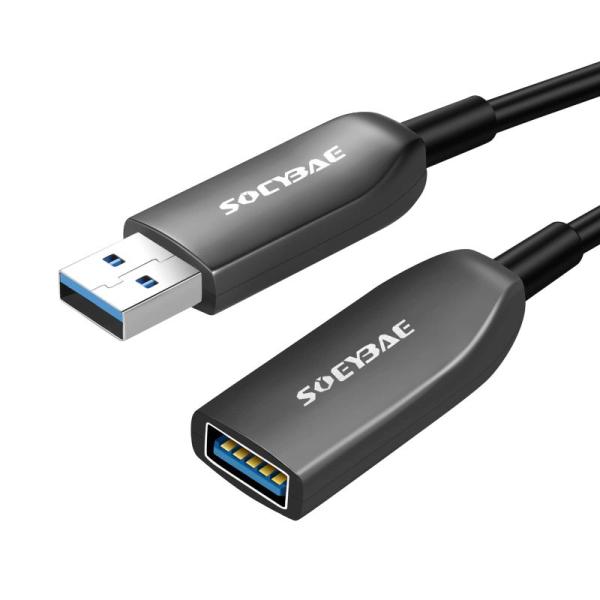 USB 延長ケーブル 5M, USB 3.0 光ファイバー ケーブル 5Gbps高速データ転送 US...