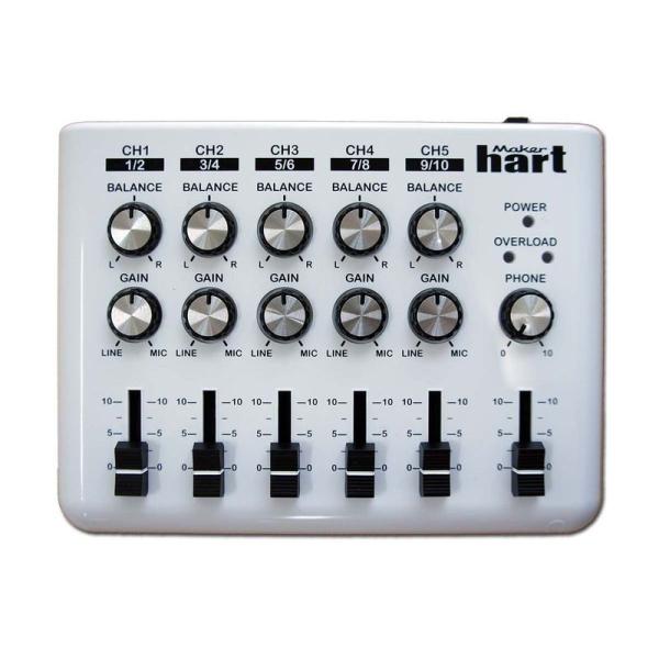 Maker hart Loop Mixer 5チャンネルステレオ音声ミキサー (シンプル, 白い)