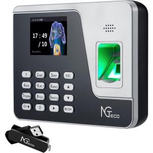 NGTeco 指紋認証 タイムレコーダー 勤怠管理 コスト削減 タイムカードーレコーダー 高機能自動集計 USBメモリが付き, カードラック