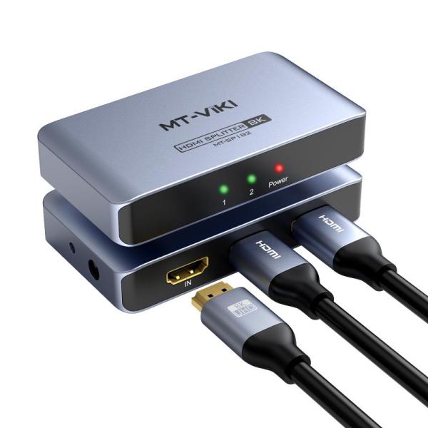 MT-VIKI 8K 2出力HDMI分配器 1入力2出力、2ポート アルミ製HDMI分配器、8K@6...
