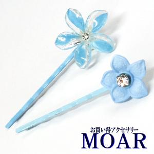 アクリルフラワー　ヘアピン　2本ペアセット　髪に絡まりにくい設計　メール便OK｜moaraccessory