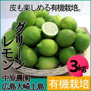 グリーンレモン、有機栽培。広島県大崎上島産　「グリーンレモン・3ｋｇ 20〜30個程度」