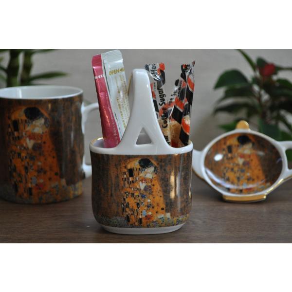 名画 クリムト作　(接吻) ハンドル付きバスケット 砂糖入れ カワイイ花生けにもなります 　