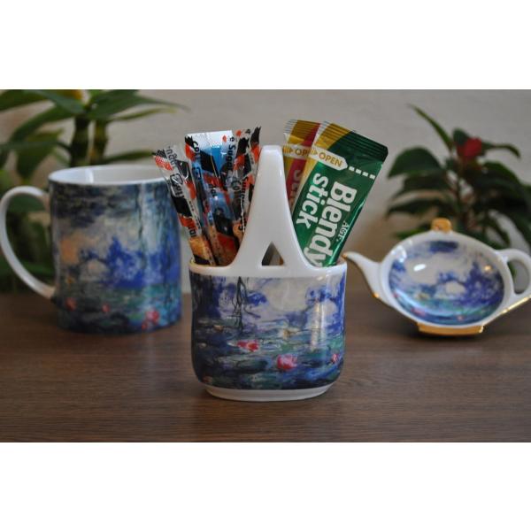 名画 クロード・モネ作　(睡蓮) ハンドル付きバスケット 砂糖入れ カワイイ花生けにもなります 　