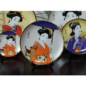 美人画絵芸者絵画4セット指貫 (s/4.thimble) 日本伝統のお土産