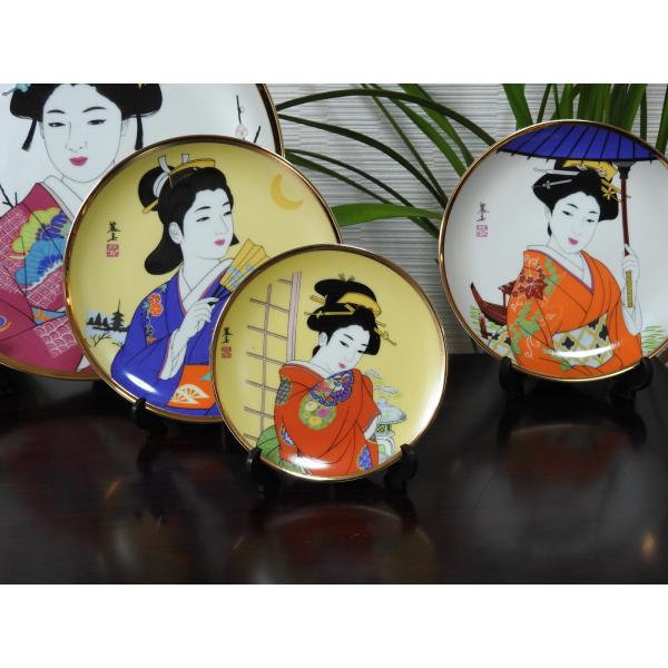 芸者絵画（障子）11.5cm D. 絵皿 (4-1/2"D.Geisha Girl design d...
