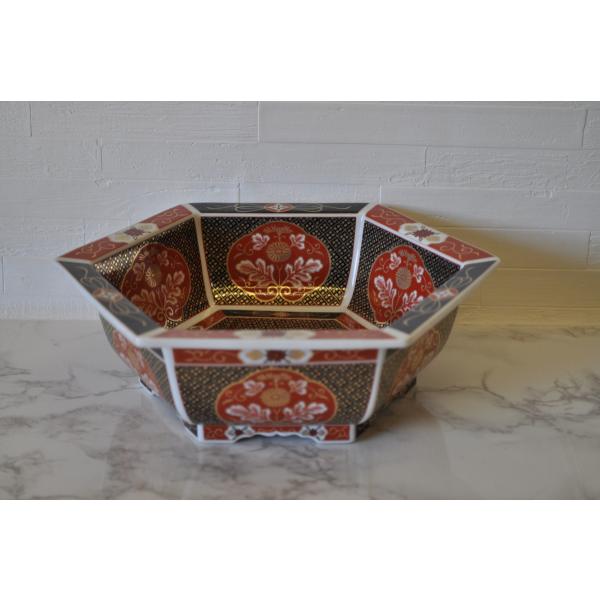 六角ボール　伊万里・金菊・六角鉢