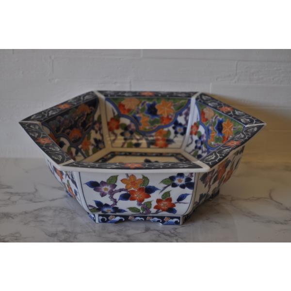 六角ボール　伊万里・六角鉢・紅葉・Maple