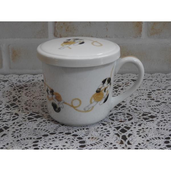 朝マグカップ・仔猫絵 9oz 蓋付き朝マグカップ・スープマグカップ