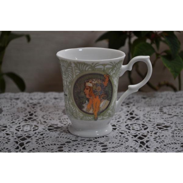 8oz フテットマグ ー 黄道十二宮-ミュシャ-Footed Mug green- alfons M...
