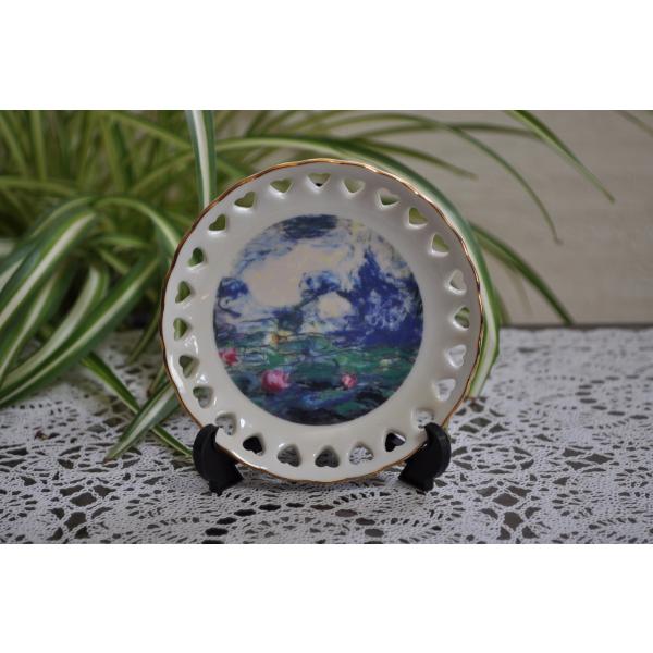 名画　スイレン　すかし皿・ 有名・小物・安い・ｐｌａｔｅ・ｄｉｓｈ　gift