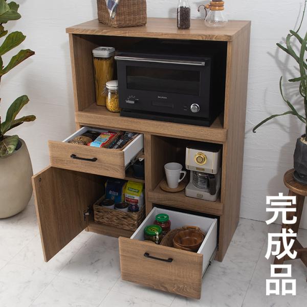 完成品 レンジ台 レンジラック レンジ収納 レンジボード 食器棚 80幅 スリム ロータイプ 収納ラ...