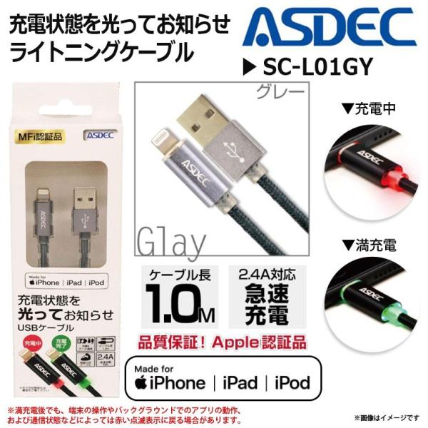 iPhone ケーブル 充電 Lightning SC-L01GY 0020 ライトニング対応 高耐...