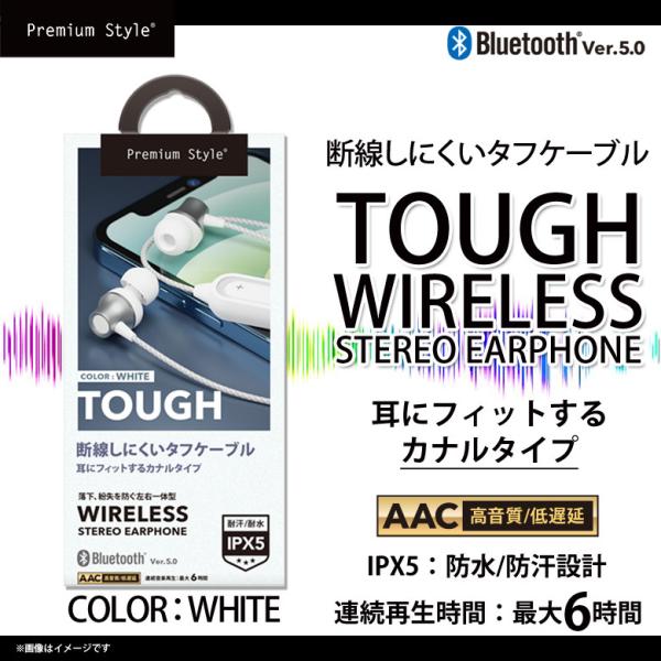 ワイヤレスイヤホン AAC対応 IPX5防水 PG-BTE12CE2WH 5622 カナル型 Blu...