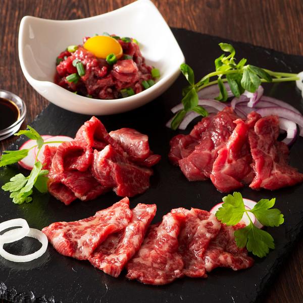 熊本 ふじ馬刺し 本場熊本馬刺し詰合せ 上赤身・中トロ・大トロ各80g ユッケ50g