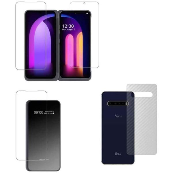 【4枚組(画面3ヶ所+背面)】LG V60 ThinQ 5G 用 抗菌 抗ウイルス 防指紋 液晶＋背...
