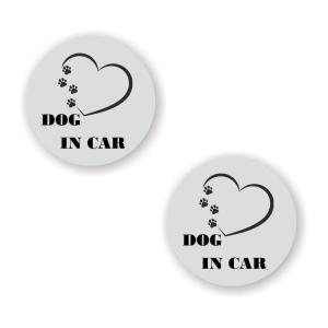 [2枚セット][ DOG IN CAR ] 車 サイン シール ステッカー ユポ素材 直径 100mm 厚み0.08mm [グレー/文字ブラック]｜mobilewin