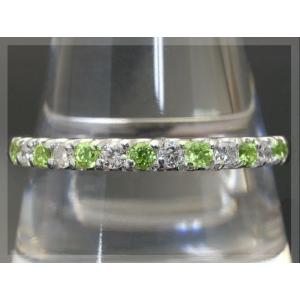 リング エタニティリング K18 ペリドット ダイヤモンド ハーフエタニティリング ラッピング無料　...