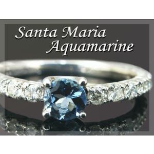 サンタマリア アクアマリン リング 指輪 一粒 ダイヤモンドエタニティリング K18 ラッピング無料...