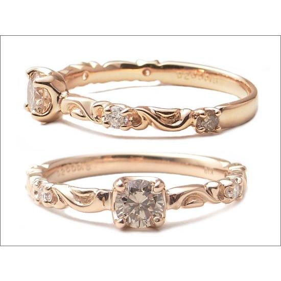 ダイヤモンド リング K18PG一粒ダイヤモンドアラベスクリング 0.38前後ct ダイヤモンド リ...