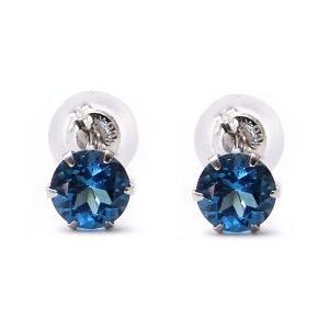 プラチナピアス プラチナ ピアス Pt900 ロンドンブルートパーズ 4.0mm 11月誕生石 Pl...
