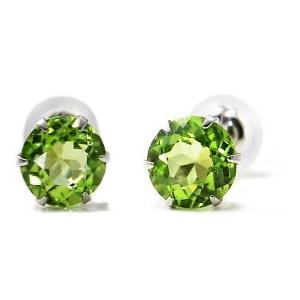 プラチナピアス プラチナ ピアス Pt900 ペリドット スタッドピアス 5.0mm 8月誕生石 ラ...