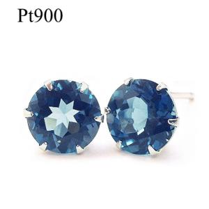 プラチナピアス プラチナ ピアス Pt900ロンドンブルートパーズ スタッドピアス 6.0mm 11...