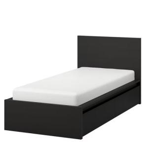 IKEA イケア ベッド ベッドルーム MALM マルム ベッドフレーム 収納ボックス2個付き, ブラックブラウン/ルーローイ90x200 cm｜moblife