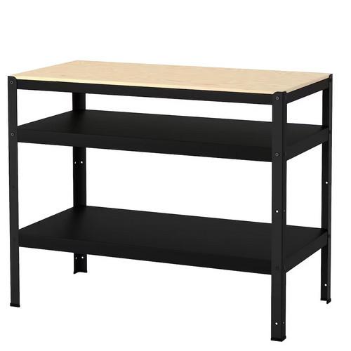 ワゴン 収納 棚 作業台 IKEA BROR ブロール ブラック パイン材合板 403.332.81...