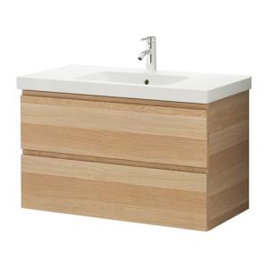 【IKEA/イケア/通販】「バスルーム・洗面台」　GODMORGON / ODENSVIK 洗面台(引き出し×2), ホワイトステインオーク調 (490.461.91)｜moblife