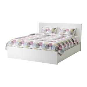 IKEA・イケア ベッド ベッドルーム MALMベッドフレーム（高め） 収納ボックス4個付き, ホワイト, ルーローイ(690.307.40)｜moblife