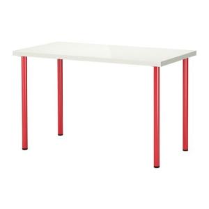 IKEA・イケア テーブル・オフィス家具 LINNMON/ ADILS テーブル, ハイグロス ホワイト, レッド, 120x60 cm (699.326.50)｜moblife