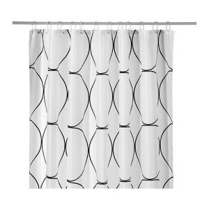 IKEA・イケア シャワーカーテン UDDGRUND シャワーカーテン, ホワイト/ブラック, 180x200 cm (802.031.12)｜moblife