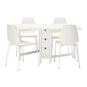IKEA・イケア ダイニングテーブル・チェア　NORDEN / VILMARテーブル＆チェア4脚, ホワイト(990.973.62)｜moblife