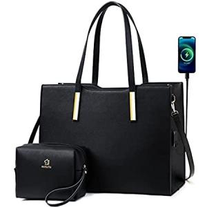 Laptop Bag for Women 15.6 inch Work Briefcase Computer Tote Messenger Purse 並行輸入品