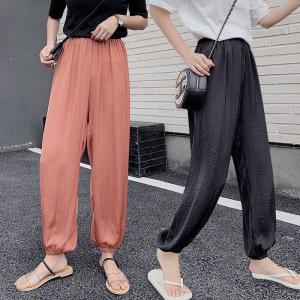 サテンパンツ レディース 裾絞りリラックス フレアパンツ