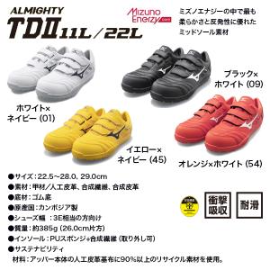ミズノ 安全靴 オールマイティ TDII22L...の詳細画像2