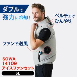 桑和SOWA 14109 ペルチェベスト 6L ハイブリッド型 ペルチェ冷却 ファン・バッテリーセット ファン付き作業服 EFウェア 熱中症 暑さ対策 屋外作業 2026春夏 爆買