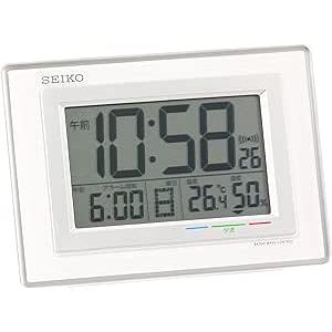 セイコー クロック 目覚まし時計 電波 デジタル カレンダー 快適度 温度 湿度 表示 白 S...