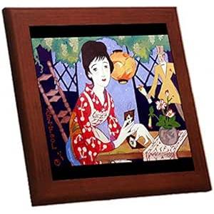 竹久夢二『 夢二式美人画 』の木枠付きフォトタイル（日本の名作シリーズ）