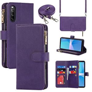 Pelanty for Xperia 10 III 縄掛けケース SO-52B SOG04 手帳型ケース Sony Xperia 10 III ショルダー 横置き ファスナー付 6.0インチ スマホケース ストラップ付