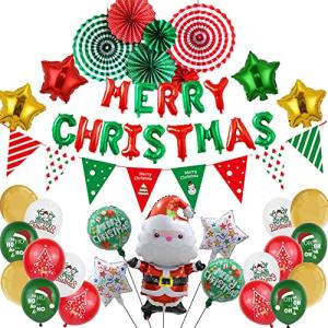 Mainiusi メリークリスマス 飾り付 セット バルーン ガーランド ペーパーファン クリスマス 風船 Xmas パーティー デコレーションキット イベント 装飾