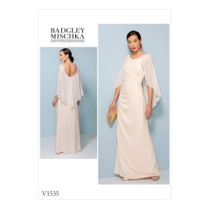 Vogue Patterns V1535 ミスプリーツフリル付きドレスケープ裁縫パターン、サイズA5 (6-8-10-12-14)｜mochii0055