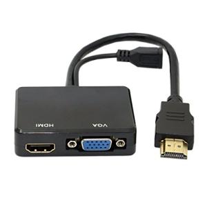 Cablecc HDMI to VGA & HDMIメススプリッター オーディオビデオケーブル交換アダプタ付き HDTV PCモニター用｜mochii0055